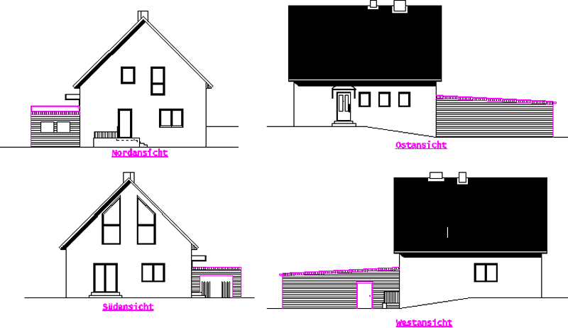 Zeichnung Haus und Garage